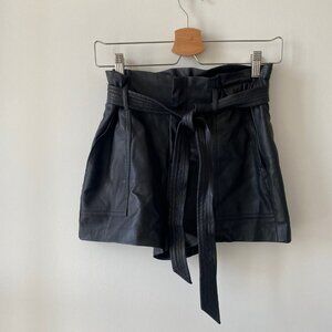 Zara Faux Leather Shorts With Belt
